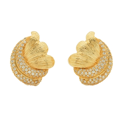 金色镶锆耳饰2026秋冬复古