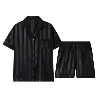 猫人冰丝睡衣套装短袖短裤女