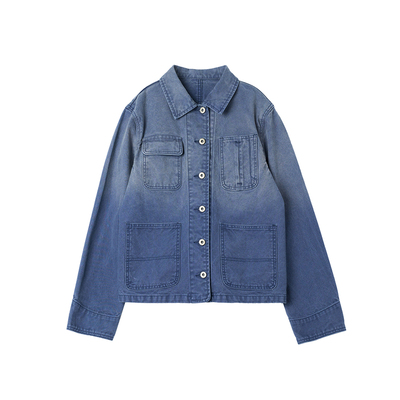 春季渐变法工蓝宽松牛仔外套