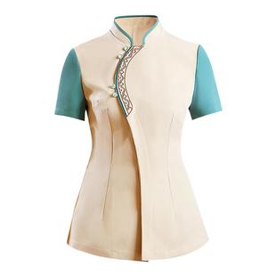 衣研堂餐厅服务员女中式品牌餐饮工作服饭店前厅员工定制夏季短袖