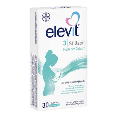 Elevit爱乐维3段孕妇专用叶酸DHA叶黄素维生素哺乳期30粒德国进口