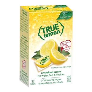 美国True lemon柠檬粉浓缩汁无蔗糖冲饮剂果汁0卡速溶青柠citrus