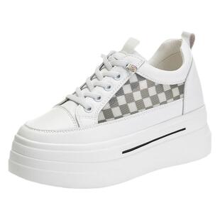 8cm内增高小白鞋女款夏季配裙子2026新款夏天一脚蹬厚底女鞋透气