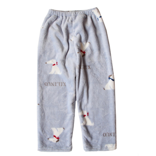 儿童法兰绒睡裤家居裤加厚秋冬男童女童珊瑚绒裤子2021新品纯色绒