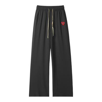 查尔斯桃心纯色冰丝垂感休闲裤