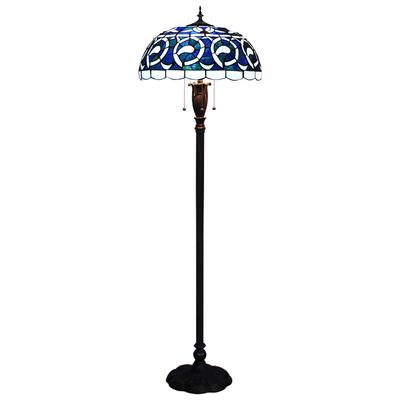 北欧式蒂凡尼卧室客厅复古铁艺蓝色玻璃书房地中海遥控装饰落地灯