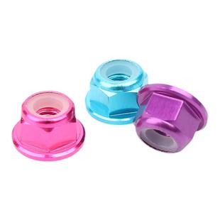 宝德丰多彩色铝合金法兰防松螺母六角防滑自锁螺丝帽尼龙锁紧螺帽