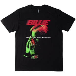 正版Billie Eilish碧梨周边vintage说唱嘻哈摇滚短袖T恤d官方现行