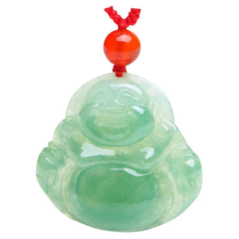 翡翠玉佛吊坠女款笑佛天然A货弥勒佛公玉坠项链缅甸玉器玉石挂件