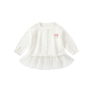 婴儿衣服春装女宝宝洋气针织衫上衣初春女童毛衣春季儿童开衫外套