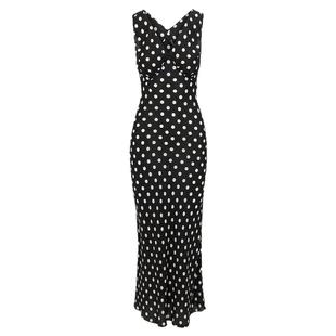 RealisationPar连衣裙黑色波点复古真丝长裙The Delphine