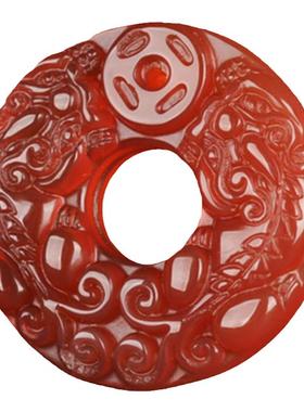 冰种双貔貅玛瑙招财转运玉石吊坠