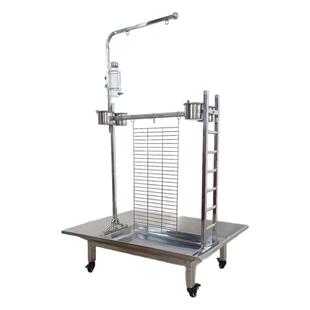 包邮304不锈钢鹦鹉鸟架小中大型站架落地带轮磨爪砂站杆鸟笼玩具