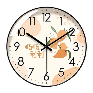 易普拉6429时钟顺顺利利客厅钟表卧室挂钟创意挂表圆形静音石英钟