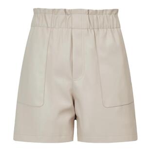 曼德诗高腰黑色短裤2025夏装新款休闲A字版收腰时尚设计感皮裤女