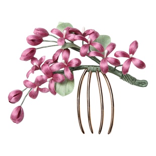 江南拾花 非遗手工绒花丁香花发簪金属发梳头饰发饰女古风发夹