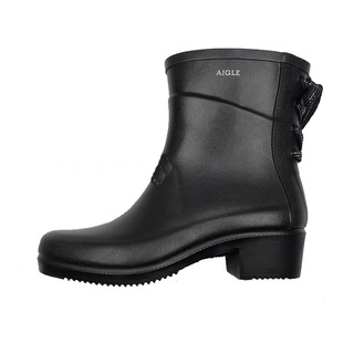 法国产手工天然橡胶胶靴女AIGLE艾短筒休闲时装靴蝴蝶结雨鞋短靴