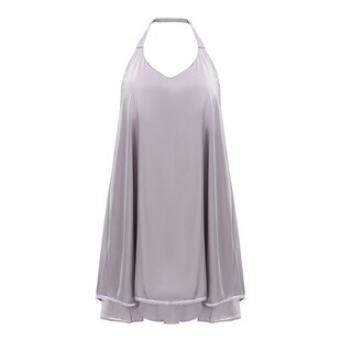 夏何夕赵露思同款性感挂脖无袖露背睡裙女纯欲家居服宽松吊带睡衣