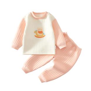 婴儿秋冬衣服夹棉分体套装冬季保暖内衣小月龄宝宝冬装女宝a类6冬