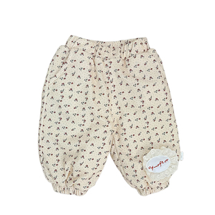 女宝宝冬款韩版碎花加绒保暖卫裤女童裤子洋气加厚束脚裤婴儿长裤