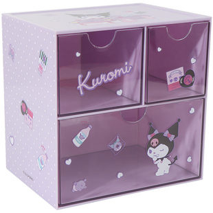 Miniso名创优品三丽鸥玉桂狗可爱印花三宫格桌面抽屉式透明收纳盒