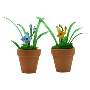 淄博琉璃仿真兰花盆栽手工艺品中式玄关茶台桌面花卉装饰摆件礼物