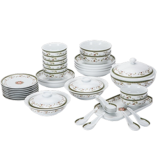 国瓷红叶陶瓷景德镇瓷器碗碟套装家用欧式瓷高档餐具礼盒