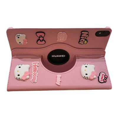 凯蒂猫360旋转支架适用2024新款华为matepad11.5S保护套10.4寸V6平板X9荣耀9/8防弯X8Pro防摔Air柔光板SE11寸