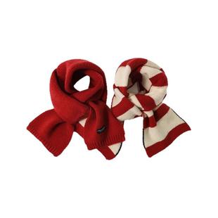 秋冬季儿童围巾2024新款宝宝保暖针织围巾男女童过年新年红色围巾