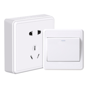 正泰明装开关插座明盒明线超薄墙壁空调家用三孔16a一开五孔面板