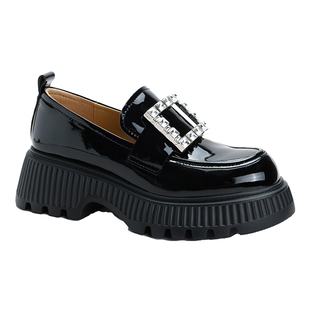 TUSCAN'S方扣水钻厚底乐福鞋女时尚真皮漆皮一脚蹬单鞋时代双鱼