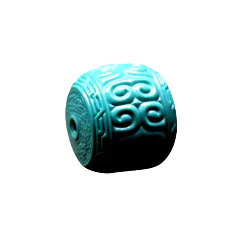 绿松石高瓷精工雕刻回纹珠顶珠