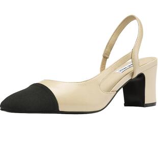 Nine West/玖熙夏季新款包头凉鞋女休闲甜美尖头高跟玛丽珍女鞋