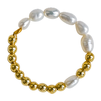 手工极简可叠带复古强光米珠戒指