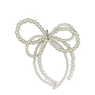 运动鞋珍珠鞋带装饰可拆卸银色蝴蝶结鞋扣丝绸蕾丝鞋绳休闲ins风