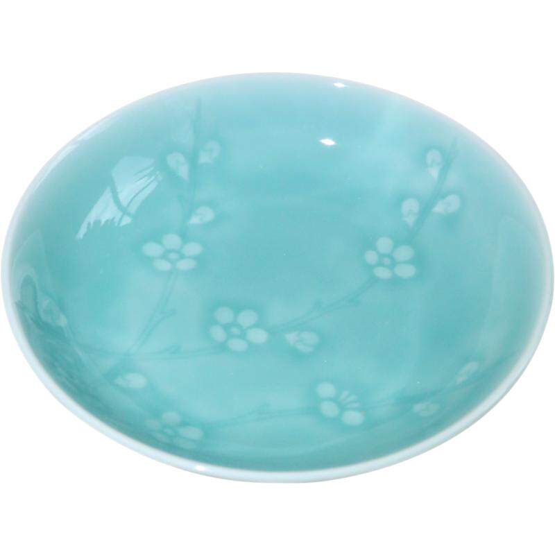 瓯江龙泉青瓷菜盘春色满园系列中式餐具创意螺纹花边家用陶瓷盘子