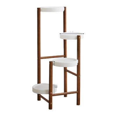 中古风实木花架客厅落地式多层