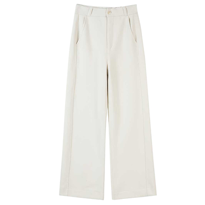 窄版醋酸羊毛阔腿裤女通勤西装裤