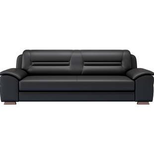 办公室沙发简约现代商务中式接待会客厅真皮三人位沙发茶几组合