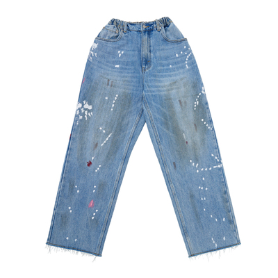 ACKMANCA D01-Re 手工泼墨做旧 复古水洗宽松Baggy牛仔裤