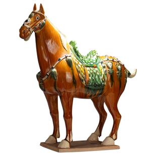 博艺萱洛阳唐三彩马陶瓷马摆件新中式复古家居装饰品艺术品收藏品