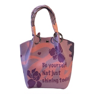 新款三八女神节伴手礼大容量针织手提包38妇女礼品袋上班编织拎包