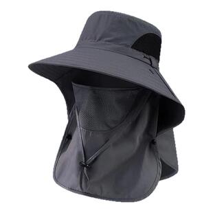 渔夫帽男夏季防紫外线户外出游遮阳帽子钓鱼遮脸防晒帽大檐太阳帽