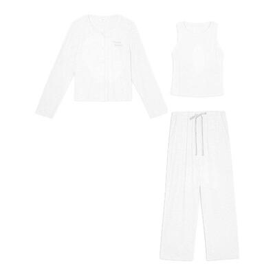 MISS PONYO高克重棉感miu风极简撞色家居服三件套灵魂伴侣5371