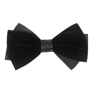 黑色高档丝绒领结男结婚婚礼新郎伴郎主持酒红西装衬衫套装蝴蝶结