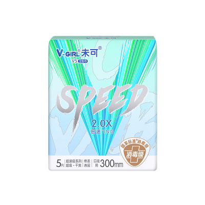 【天猫U先】V-GIRL未可V5超速吸消毒级卫生巾300mm日夜用1包