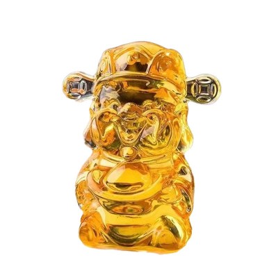 琉璃黄水晶小财神爷摆件聚宝盆招财店铺开业家用办公室桌面装饰品