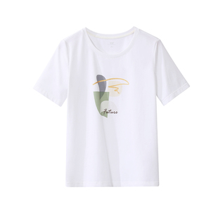 OSA欧莎白色印花t恤女短袖宽松体恤2025年新款夏季设计感短款上衣