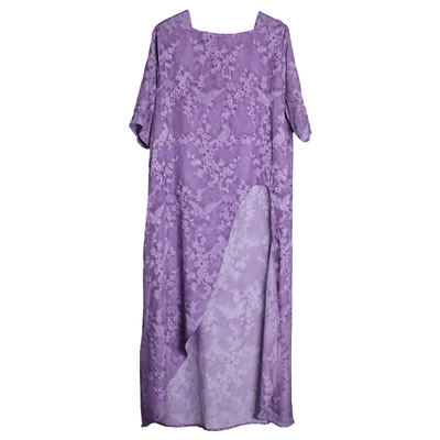 兮风显瘦纯美套头中袖麻中长衬衫