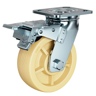 6寸尼龙万向轮轮子重型4寸5寸8寸工业脚轮手推平板刹车轮定向轮子